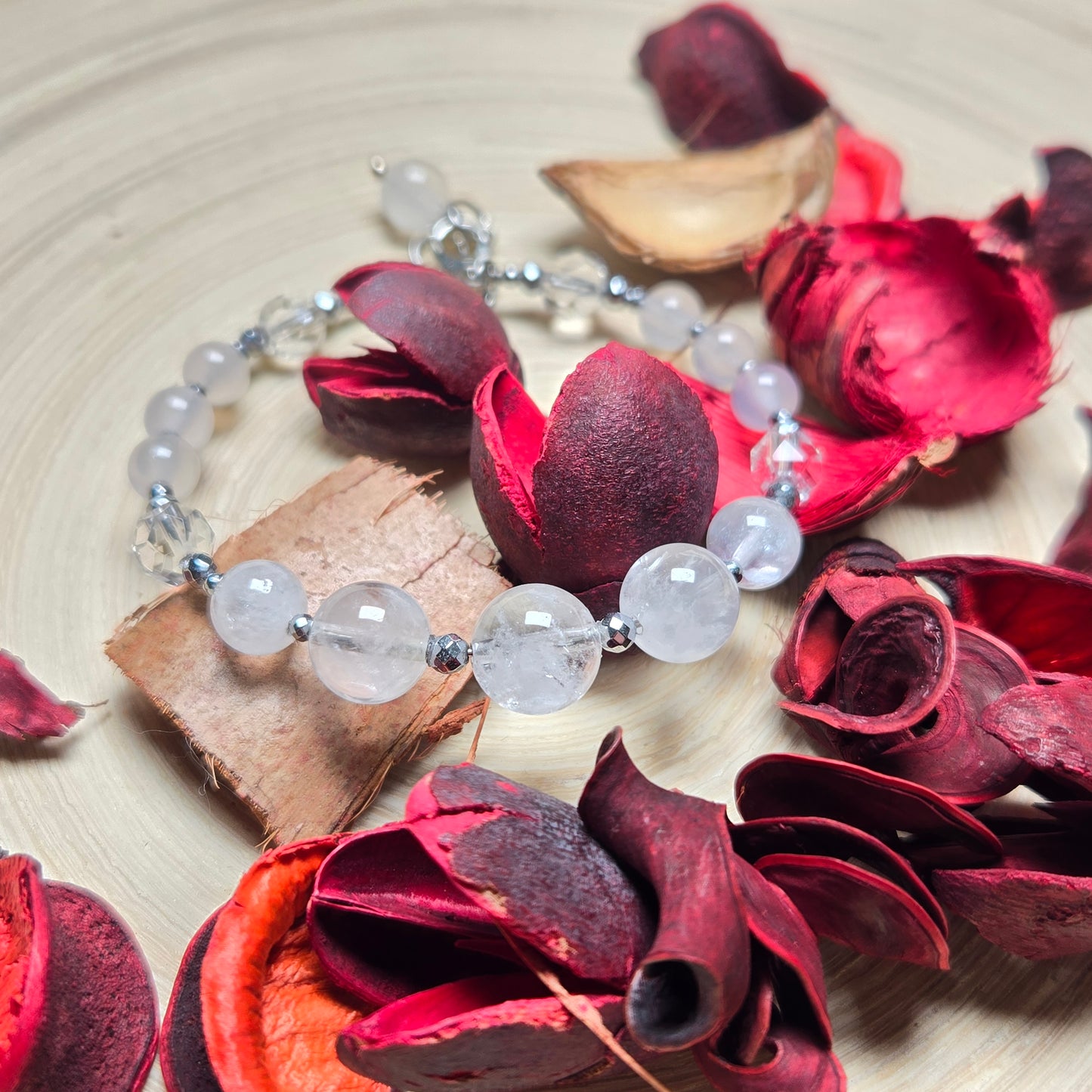 White Phantom Quartz, Rock Crystal & White Agate CROWN #6