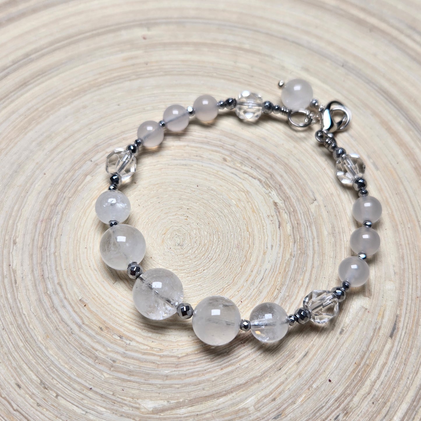 White Phantom Quartz, Rock Crystal & White Agate CROWN #6