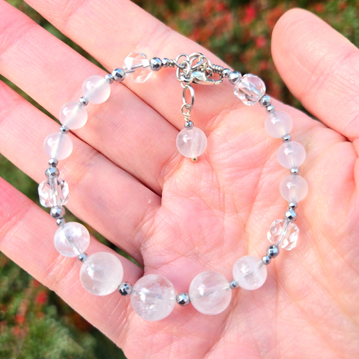 White Phantom Quartz, Rock Crystal & White Agate CROWN #6