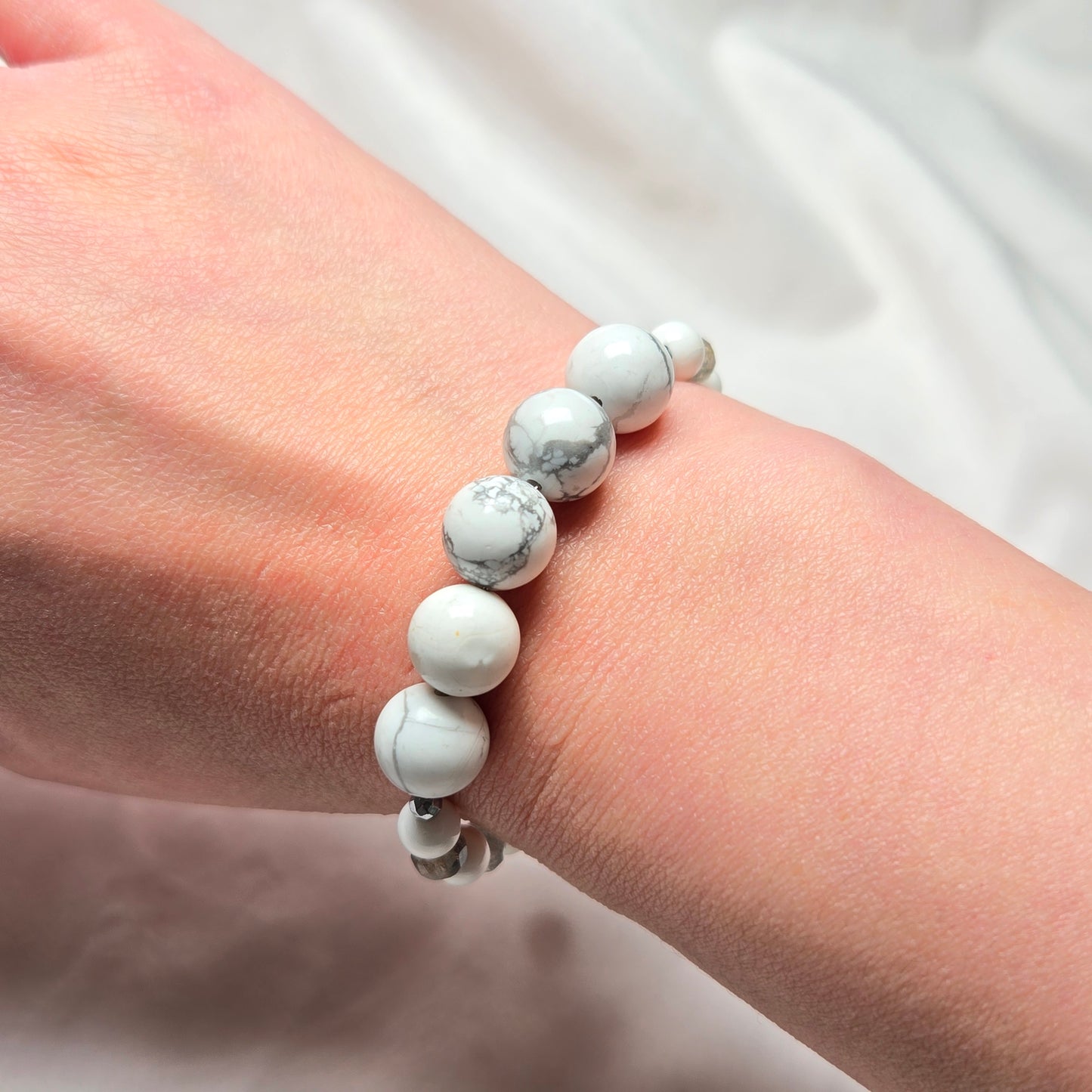 White Howlite, Tridacna & Labradorite CROWN #7