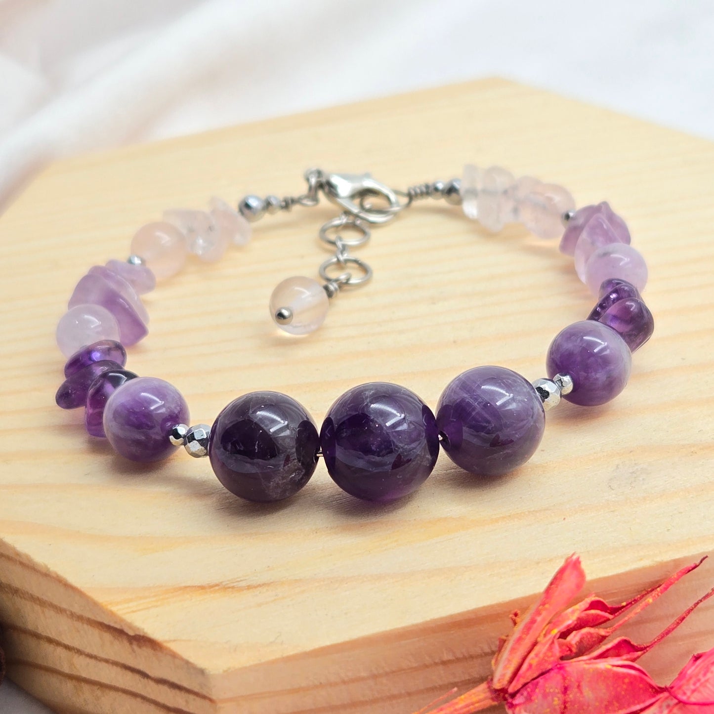 Amethyst, Lavender Amethyst & Madagascar Rose Quartz CROWN #1 Floranna