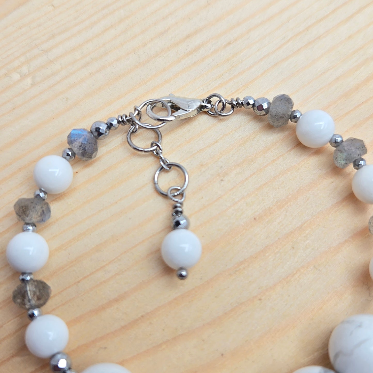 White Howlite, Tridacna & Labradorite CROWN #7