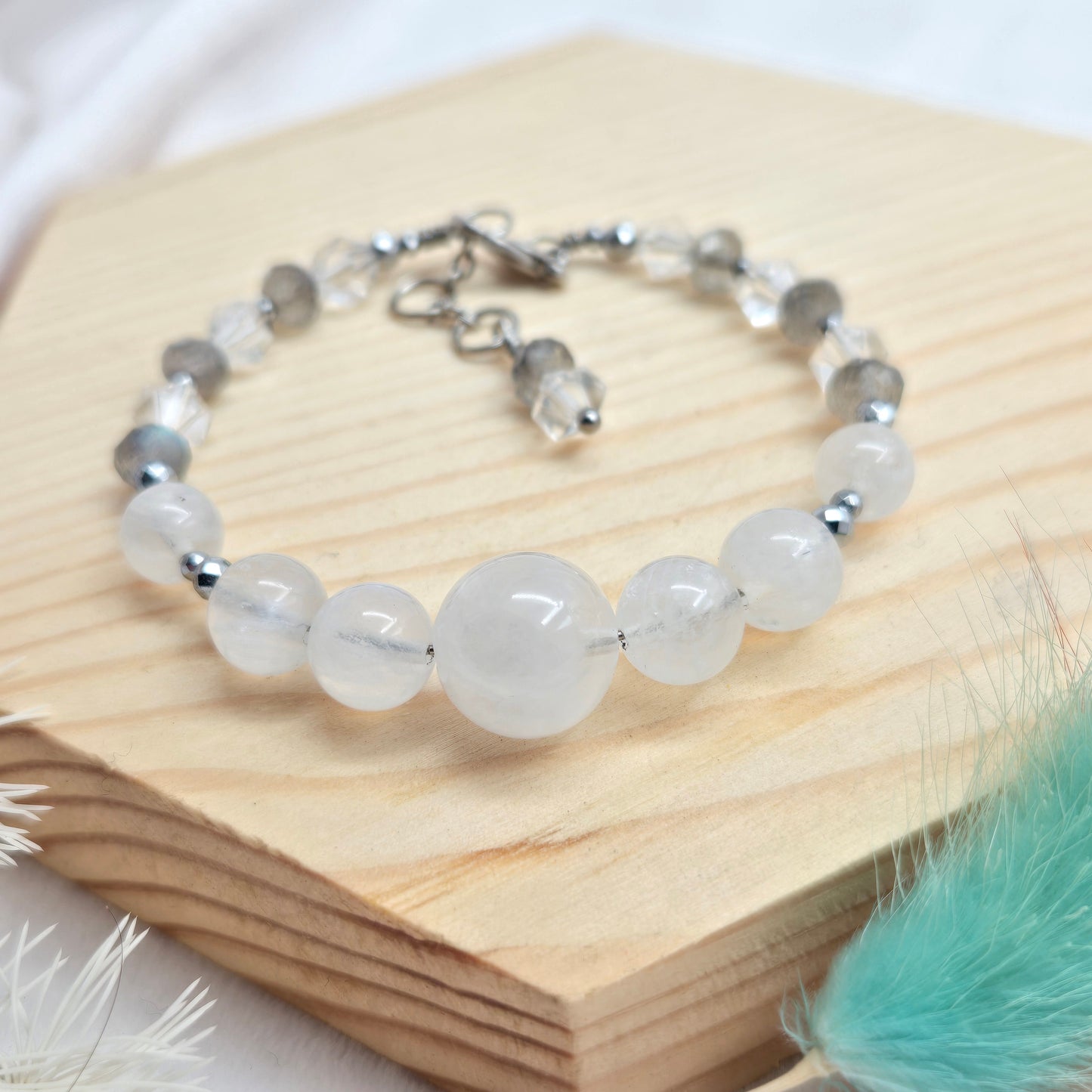 White Phantom Quartz, Moonstone & Labradorite CROWN #8